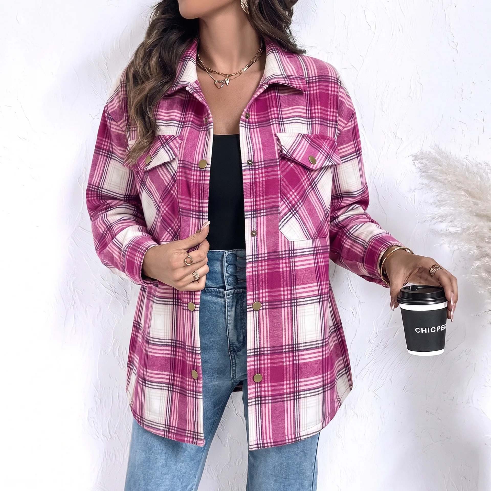 Autumn And Winter Women's Coat Fashionable, Comfortable, Casual Temperament, Versatile For Commuting, Color Blocked Plaid Jacket