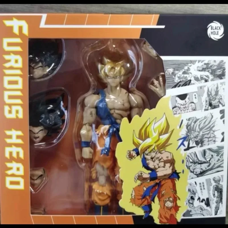 ในสต็อก Black Hole ของเล่น Dragon Ball Z SHF SSJ Battle เสีย Super Saiyan Furious Hero Son Goku อะนิเมะ Action Figure ของขวัญ