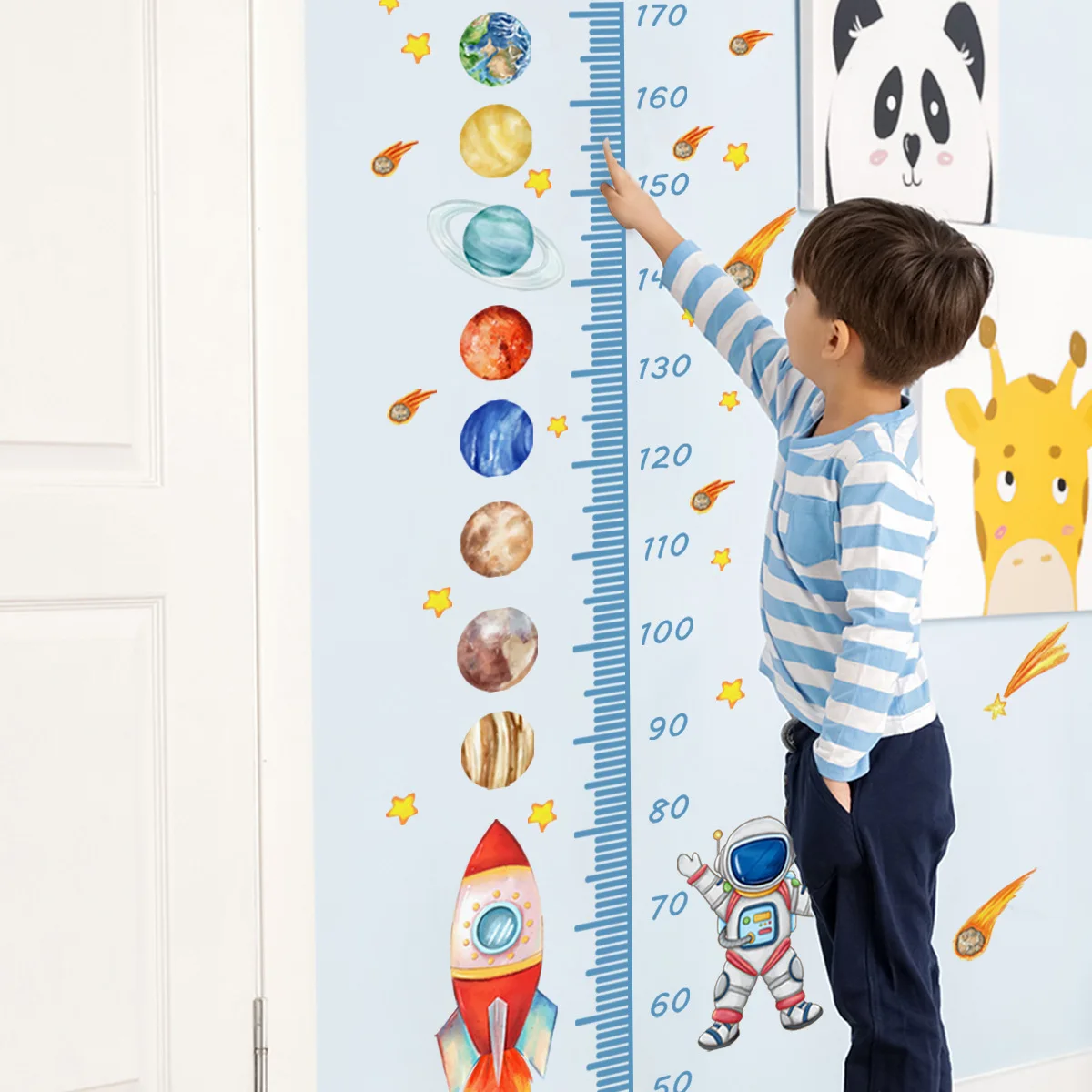 Cartoon Planet Height Sticker Wall Sticker Children's Room Kindergarten Decoration Self-adhesive Wall