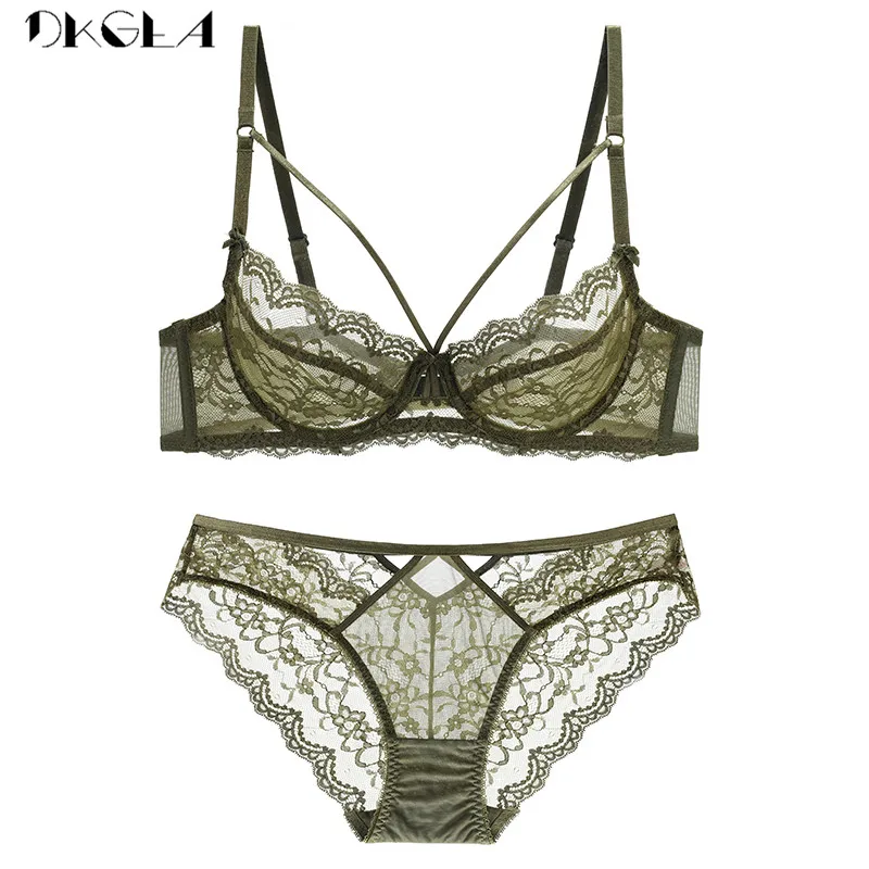 Beha Slipje Sets Ultradunne Brasserie Sexy Ondergoed Set Transparante Plus Size Vrouwen Lace Lingerie Set Borduurwerk