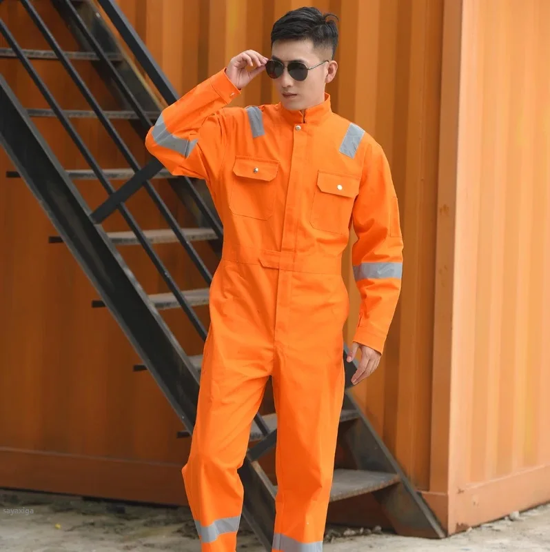 Spring Reflective Work Clothing Dust-proof Working Overall Jumpsuit Auto Repair Welding Uniforms Durable Sailors Miners Coverall