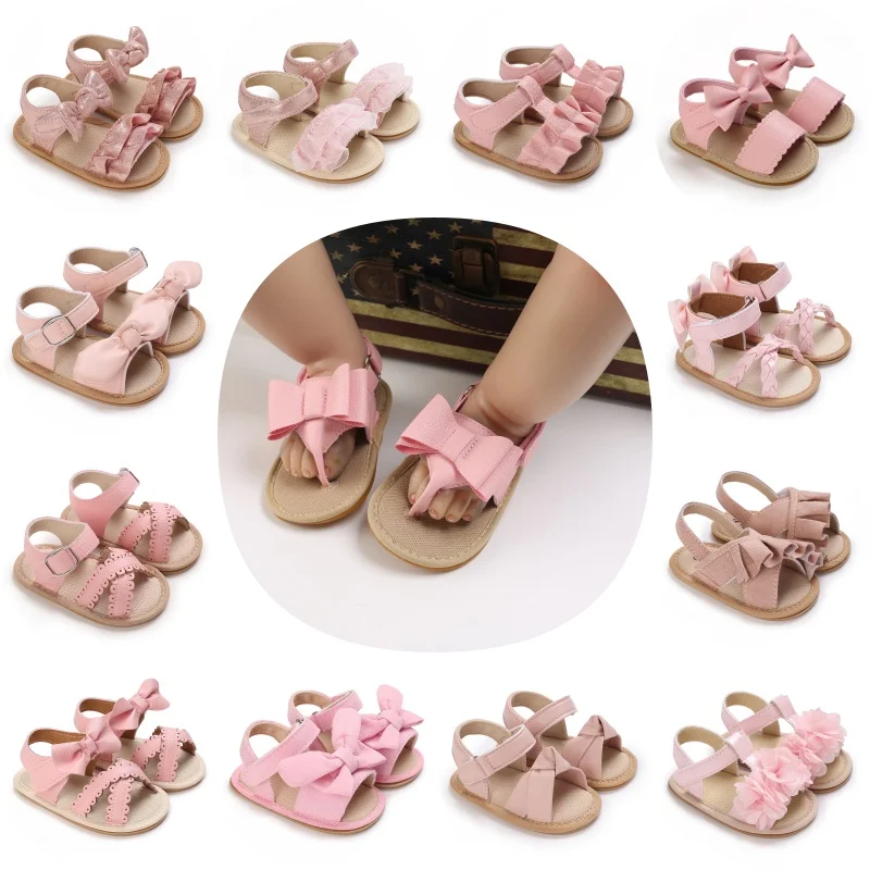 

Sweet 0-18M Baby Cute Open toed Pre school Summer Sandals Black Princess Casual Soft Rubber Sole Non slip Single Shoes Girls'