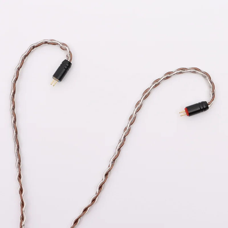 Cable de actualización de auriculares de tejido cruzado, 8 hebras, color marrón plateado, recto, Compatible con MMCX, TFZ, QDC, 2 pines
