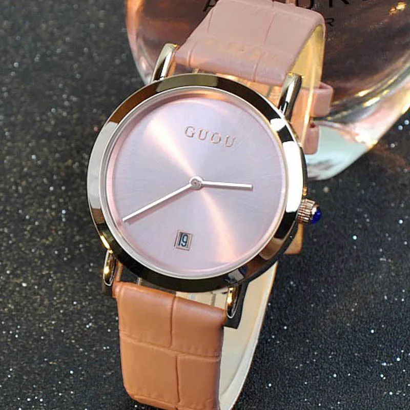 2015 women luxury famous brand  simple pattern watch women genuine leather band quartz watch women clock causal wristwatches