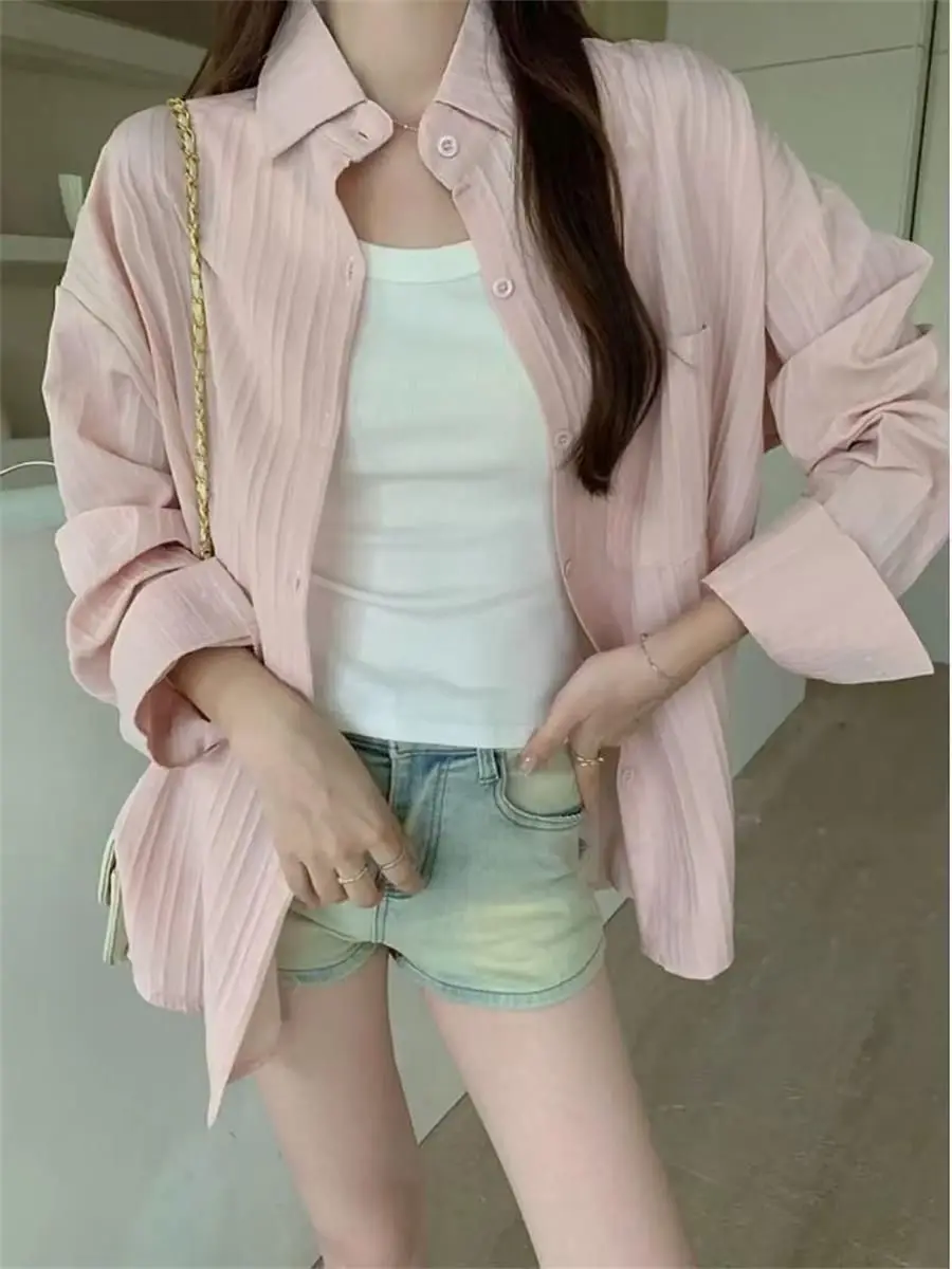 Korean Style Casual Sun Protection Shirt Women's Summer New Design Medium Length Thin Outerwear Long Sleeve Top