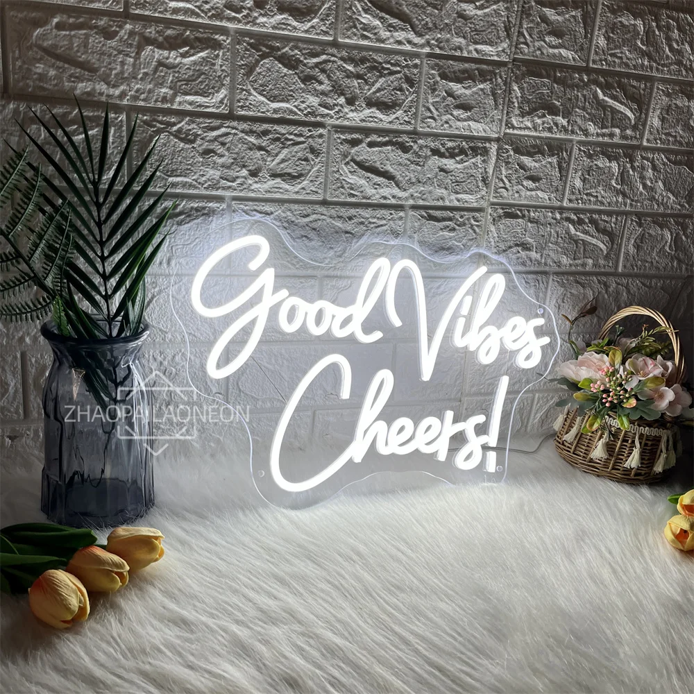 Good Vibe Cheers Neon Sign voor Party Restaurant Koffie Decoratie Licht Led Muur Kamer Party Bar Club Pub Decor Neon Borden