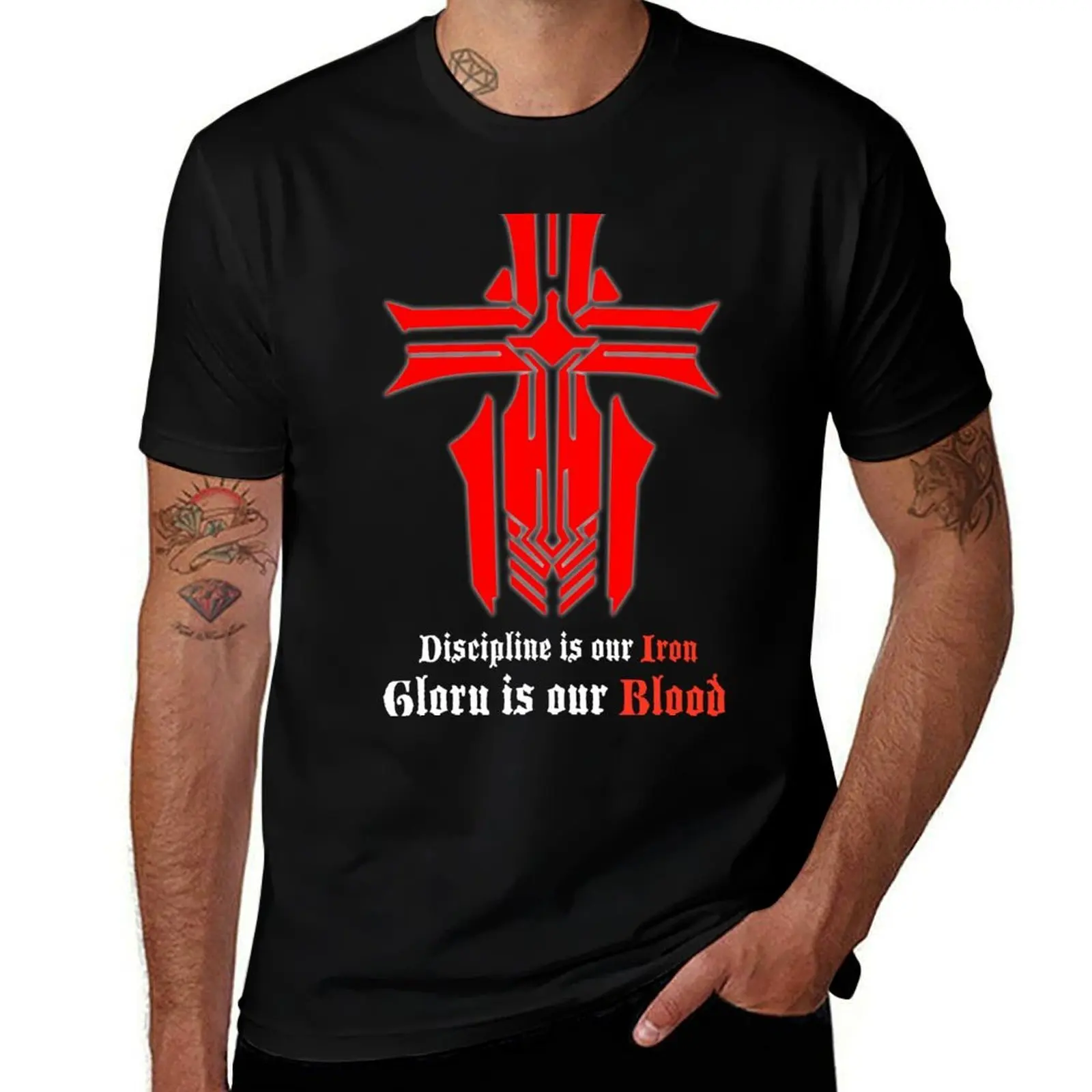 

Azur Lane - Iron Blood Logo with slogan Black T-Shirt Fashion Print Casual Short Sleeve
