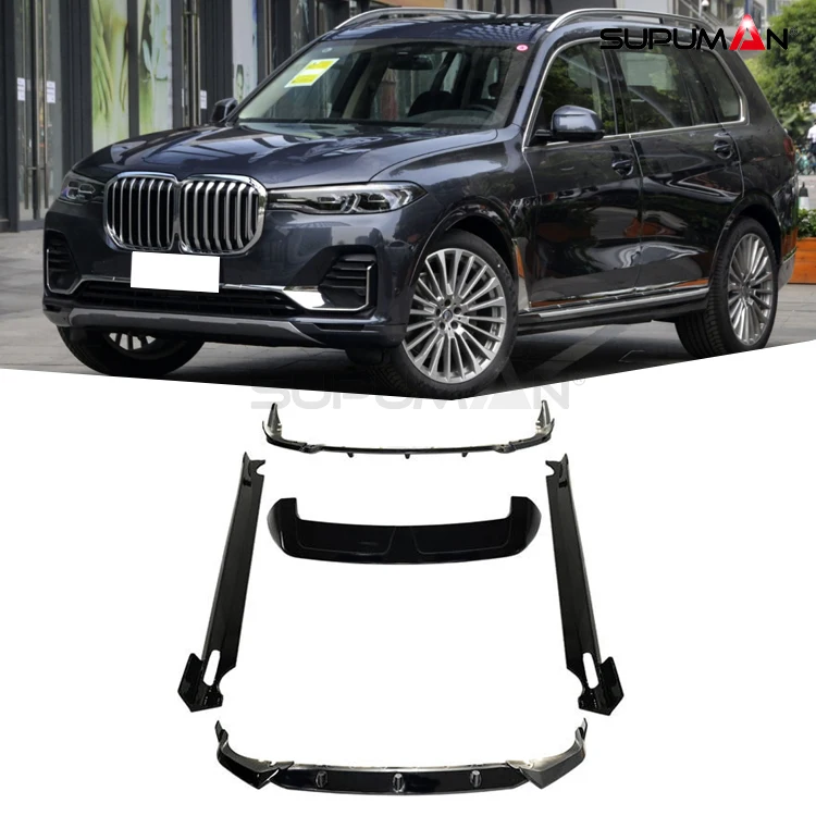 SUPUMAN for bmw x7 g07 black glory style body kit accessories rear spoiler front bumper side skirt rear bumper 2019+