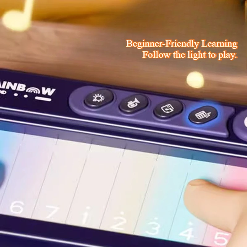 Świecąca tęczowa klawiatura fortepianowa z ekranem dotykowym zabawka muzyczna z 13 melodiami przenośne elektroniczne zabawki muzyczne dla dzieci w wieku 3-6 lat