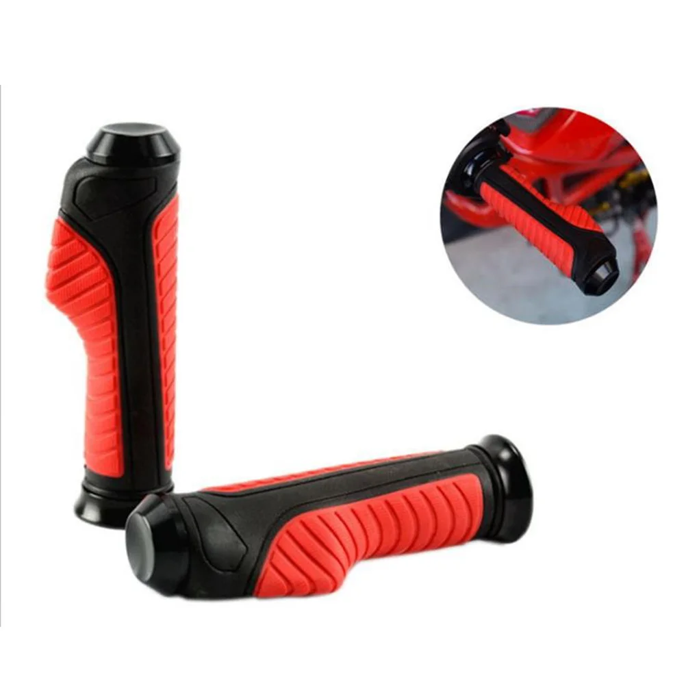 2pcs Rubber Handle Grips For Mountain Cycling Anti-Slip Durable Handlebar Covers With Textured Surface Black Red