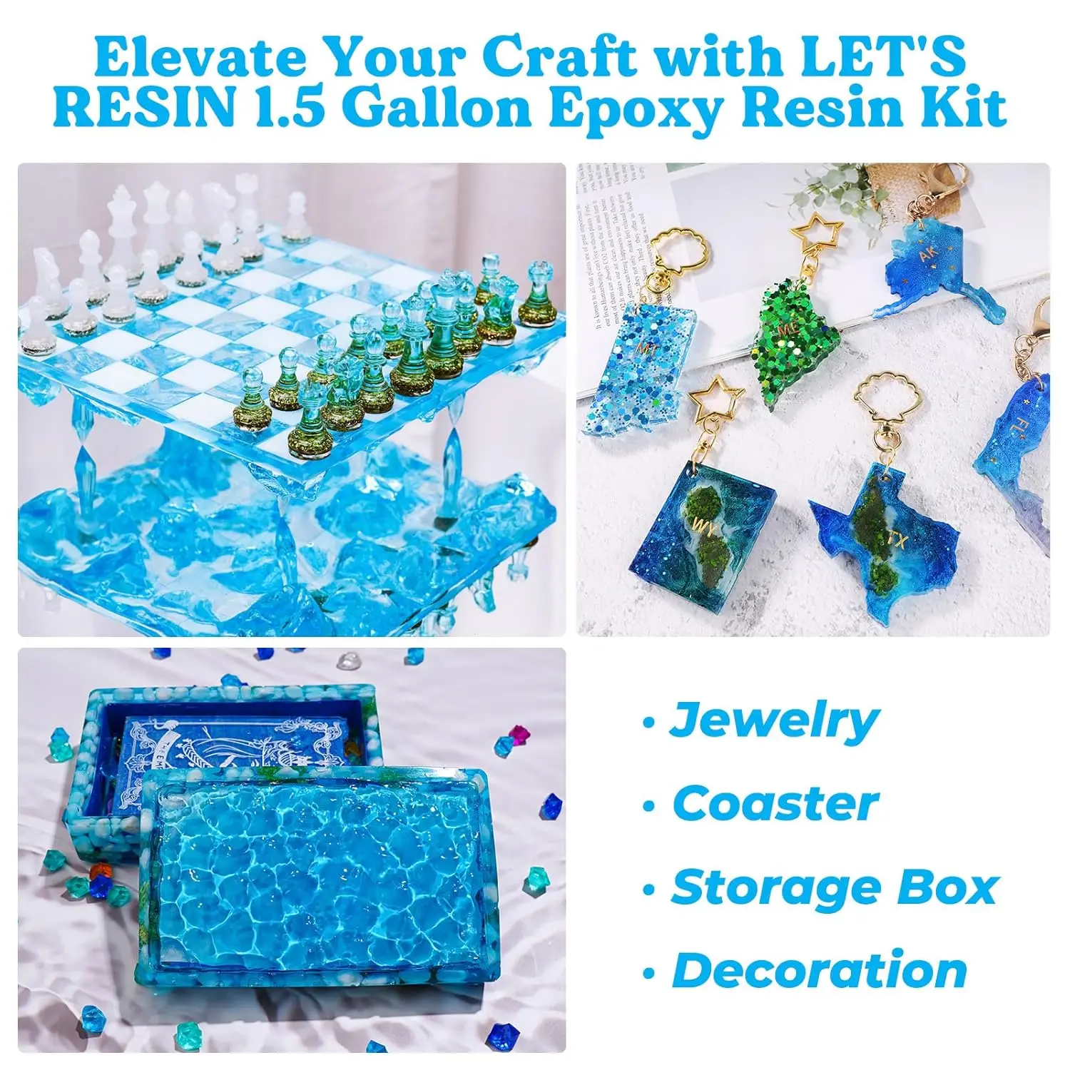 Resin Epoxy Kit, Bubble Free & Crystal Clear Epoxy Art Supplies ,Resin and Hardener for Mold Casting,Jewelry,Craft