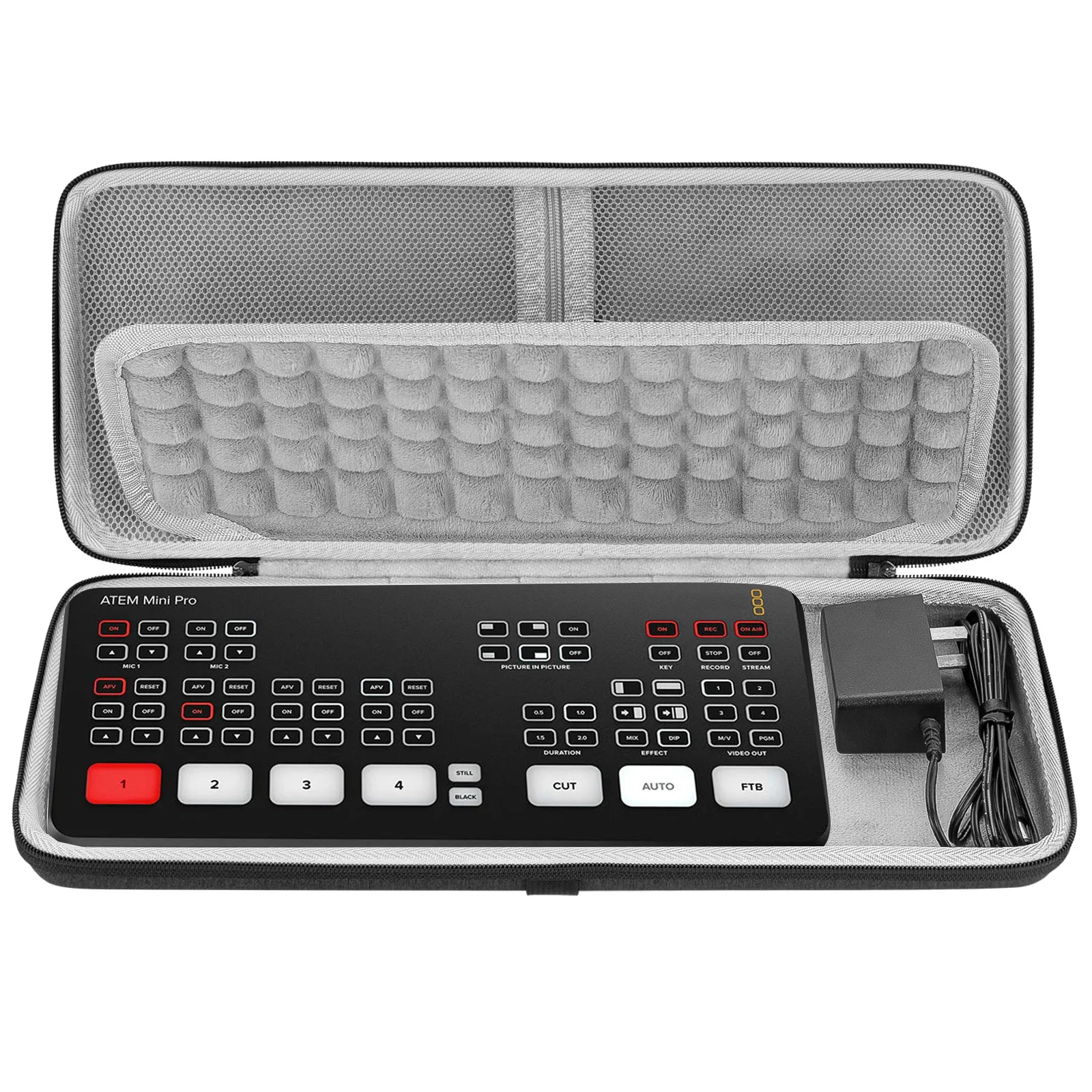 Twardy futerał podróżny Geekria, torba ochronna EVA kompatybilna z Blackmagic Design ATEM Mini Pro (ciemnoszary) — zdjęcie produktu 7