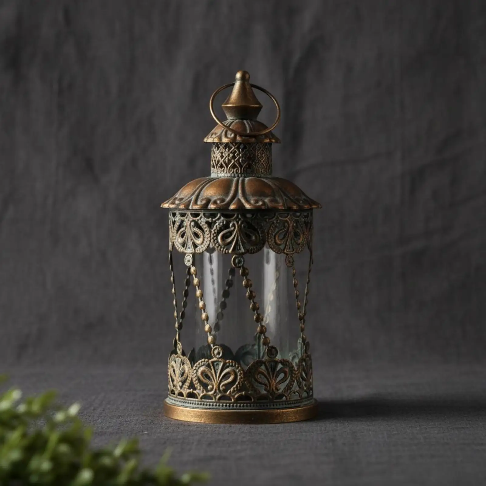 decorative-candle-lantern-antique-bronze-finish-vintage-candle-lantern-openwork-metal-home-decor
