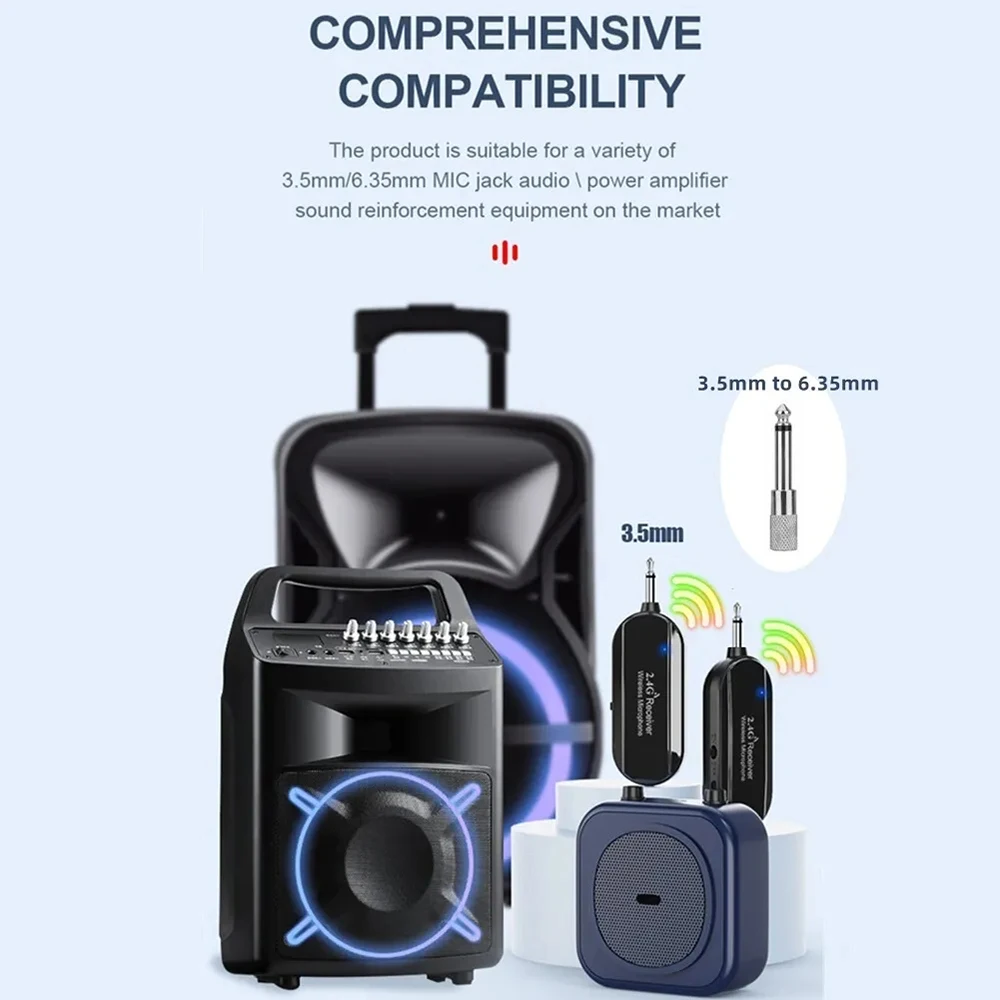 2.4G Head-mounted Wireless Lavalier Microphone Set Transmitter with Receiver for Amplifier Voice Speaker Teaching Tour Guide