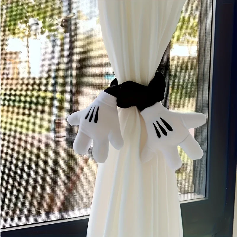 Disney Mickey Palm Curtain Buckle,Plush Doll Hand Strap, Bedroom Curtain Decoration Storage Rope，Room Decoration