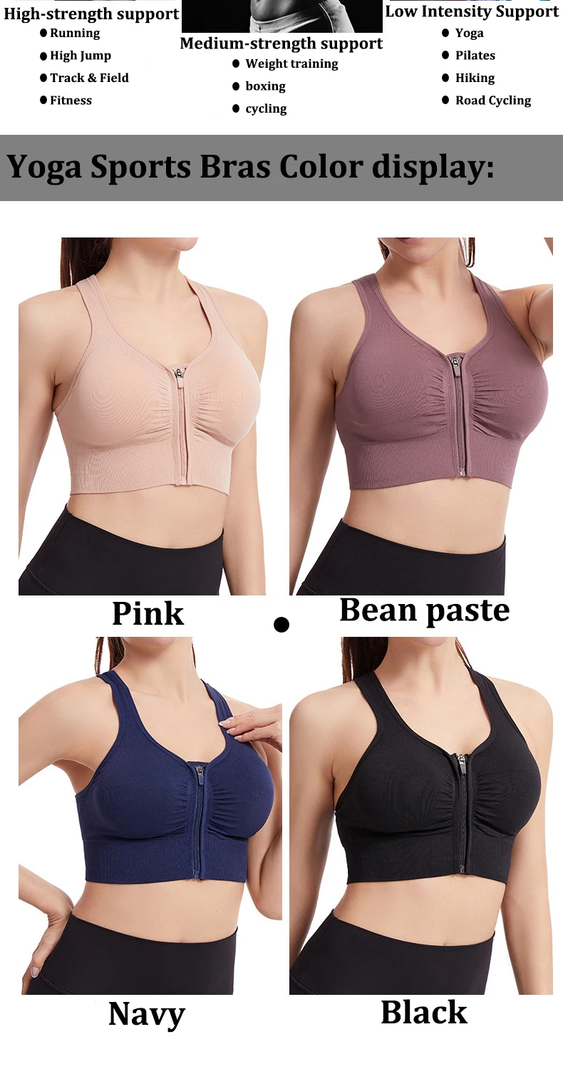 CZGUKE Damen Sport-BH mit Reißverschluss, Plus Size, stoßfester BH, Damen Yoga-Lauf-Fitness-BH, Damen-Unterwäsche – Detail 6