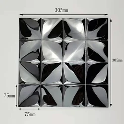 6 Pcs/Pack Luxury Golden Stainless Steel Mosaic Metal Wall Sticker Metal Mosaic Brick For Coffee Shop/TV Background Wall Decor