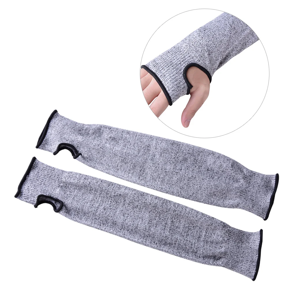 

2Pcs Cut Resistant Arm Protector Sleeves Grey Breathable Comfortable Stretch with Thumb Hole for Glass Handling Gardening