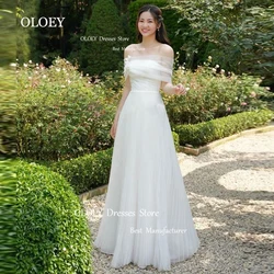 OLOEY Simple Long Wedding Dresses With Bolero Pleated Tulle A Line Tulle Bridal Gowns Robe De Marriage Korea Photoshoot Custom