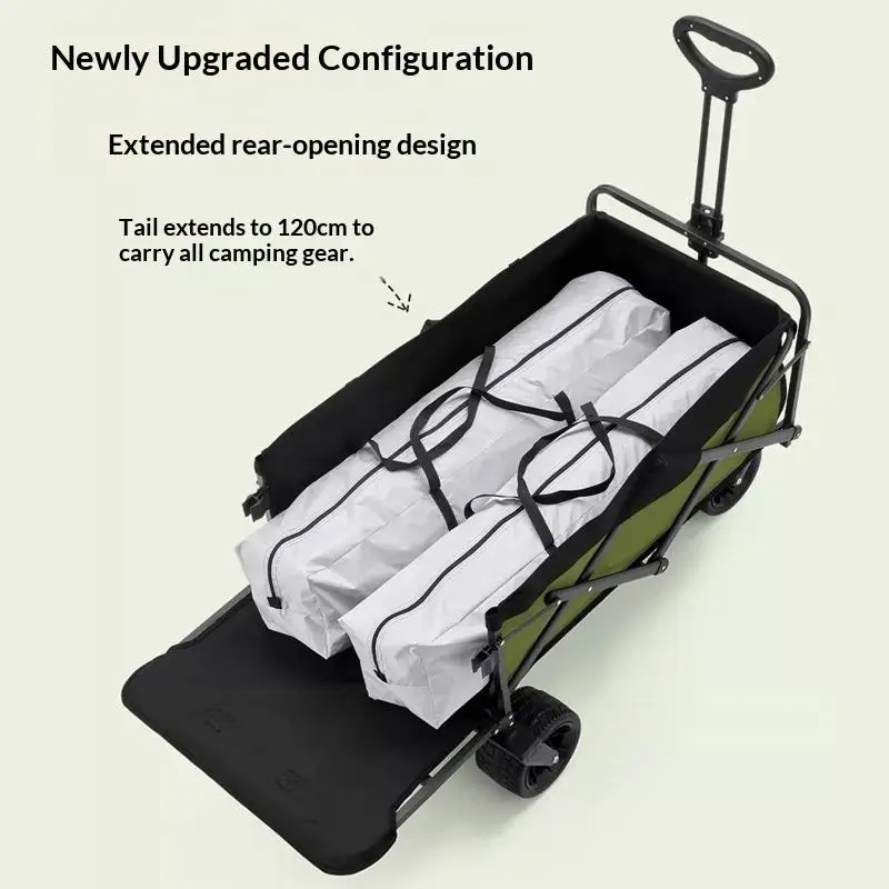 Factory Sale Four Wheel Platform Camping Utility Wagon 175kg Foldable OEM Hiking Fishing Beach Storage Trolley Cart view 2