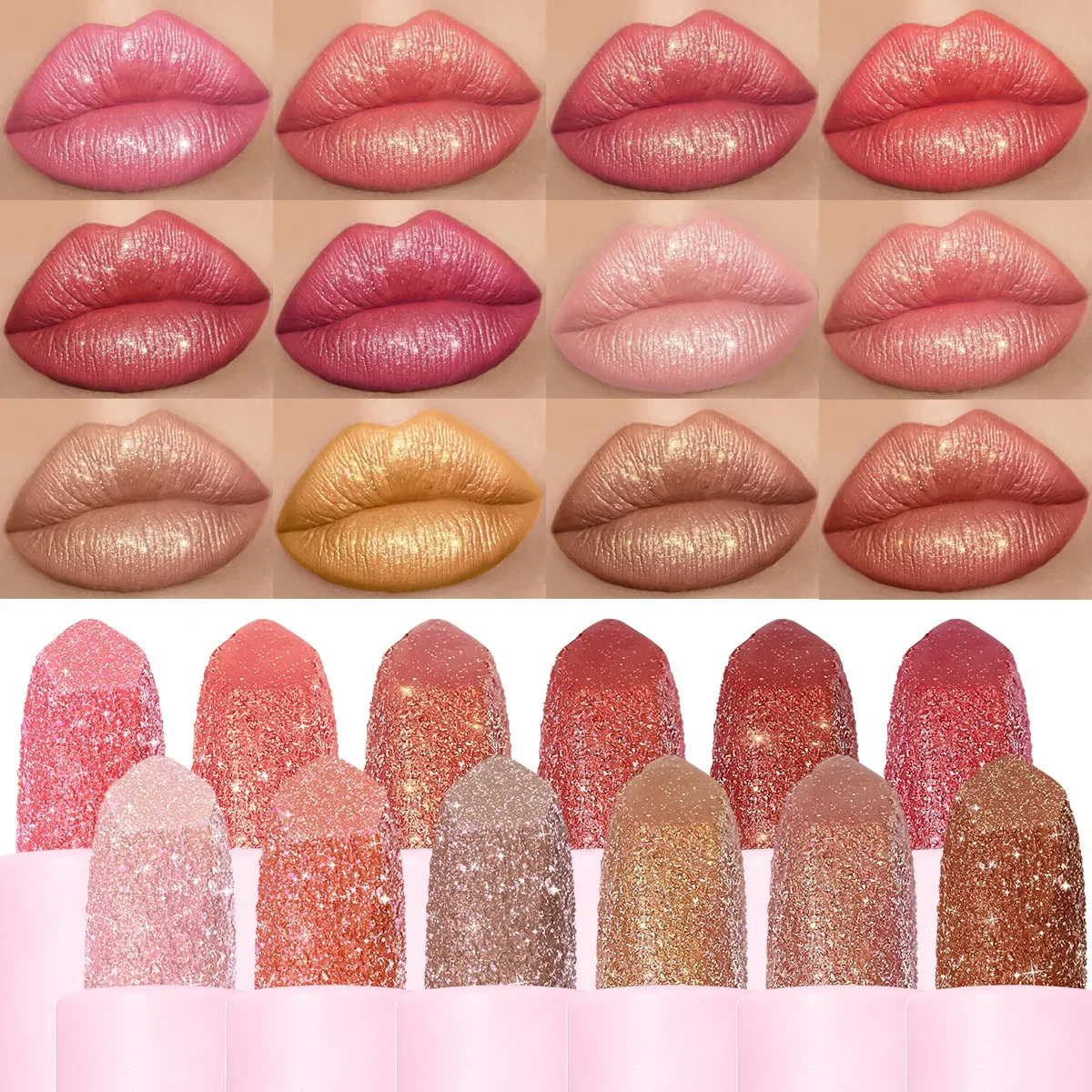 USHAS Neue perlmuttartige und matte Lippenstift-langanhaltende, transferfeste, wasserfeste, antihaftbeschichtete Becherformel