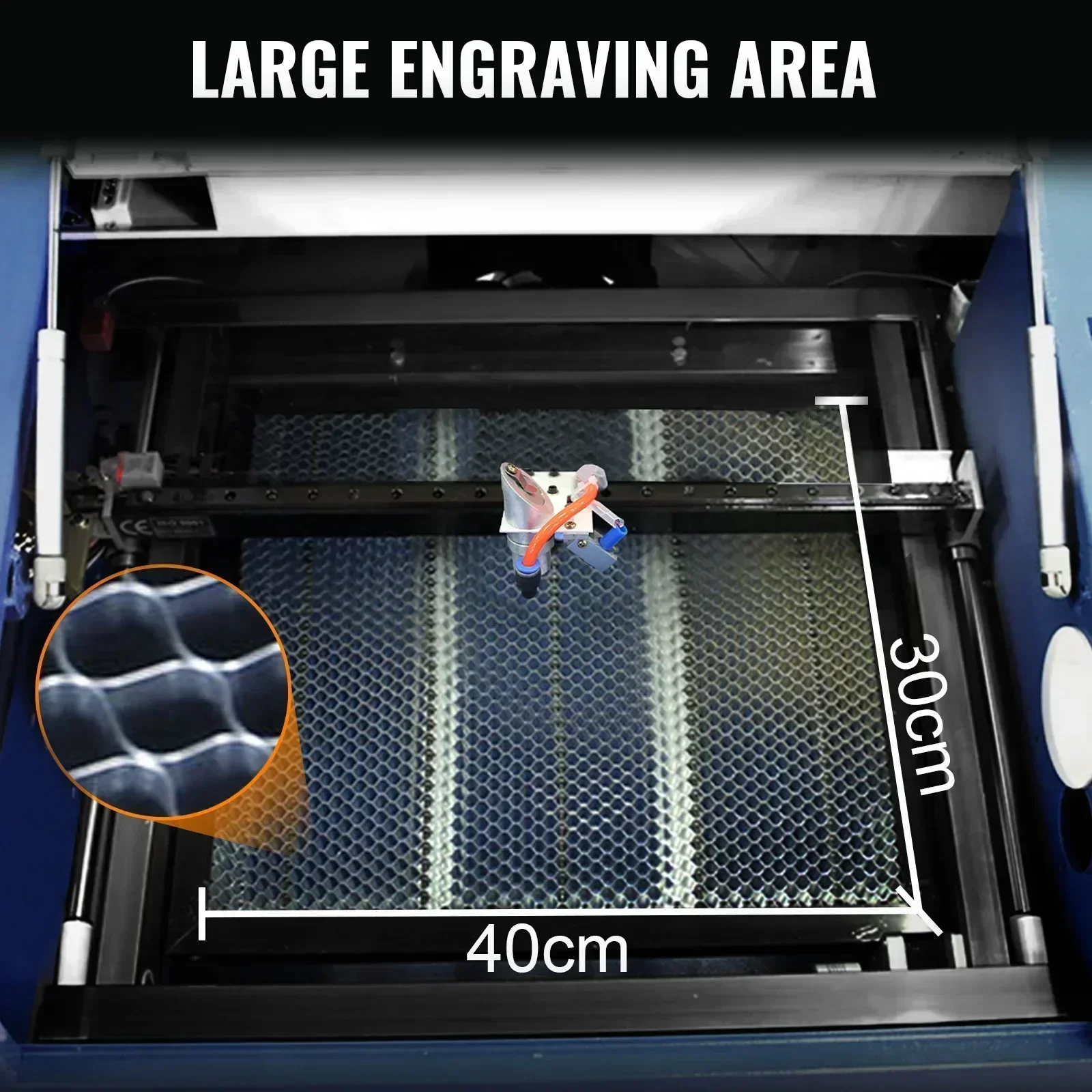 VEVOR 50W Laser Engraver CO2 Laser Engraving Machine 400*300MM Water Cooling System Leather Clothing Template Cutting