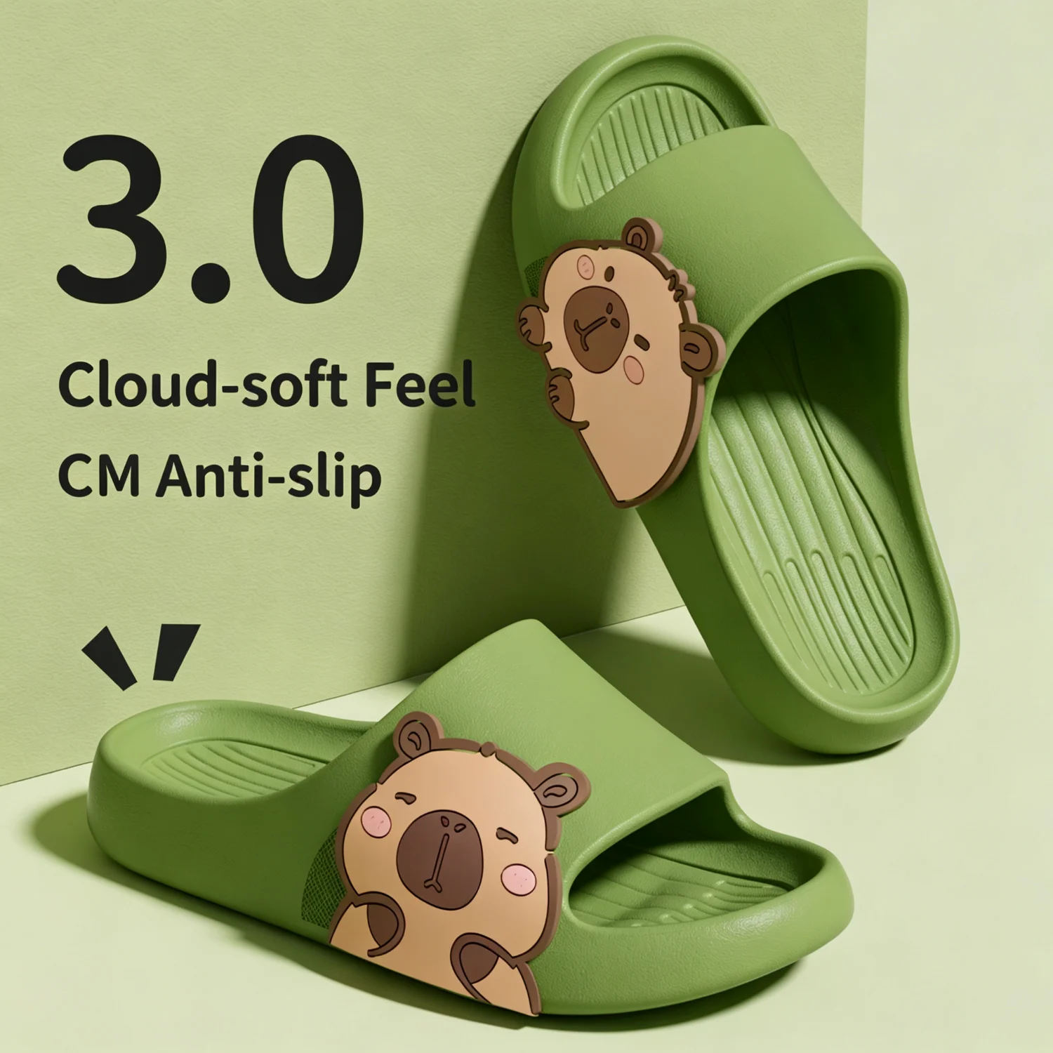 Cute Capybara Slippers Women Men 3.0CM Thick Sole Bathroom Shoes Soft EVA Non-Slip Shower Slides Indoor Home Casual Footwear