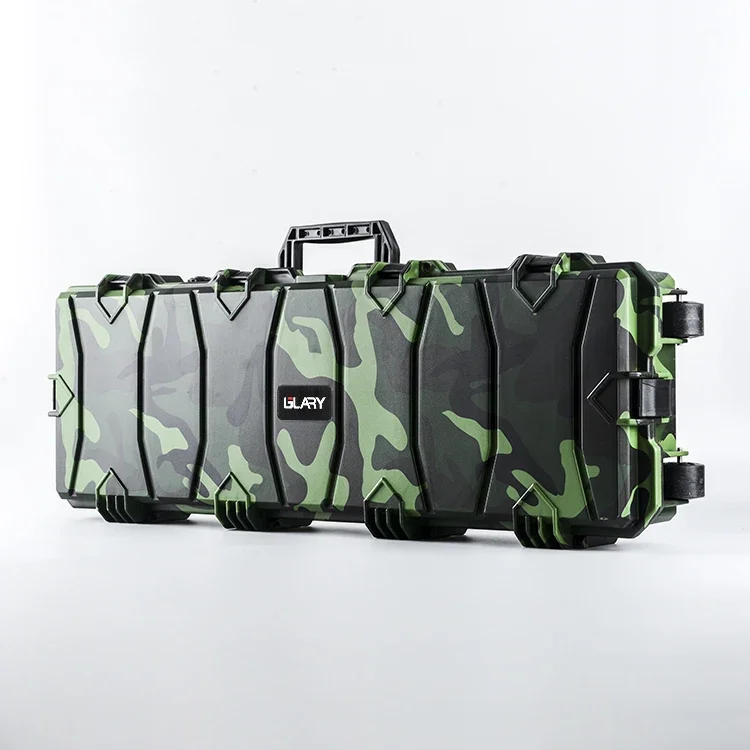 GLARY camouflage case for guns IP67 waterproof hard gun safe case box with wheels wholesale tactical gun case box customized