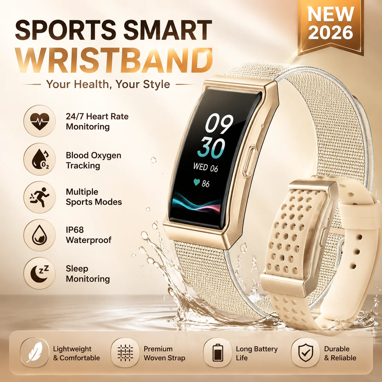 Relógio Inteligente para Homens e Mulheres, Pulseira Fitness, Monitor de Frequência Cardíaca e Pressão Arterial, Relógios Multifuncionais à Prova d'Ág
