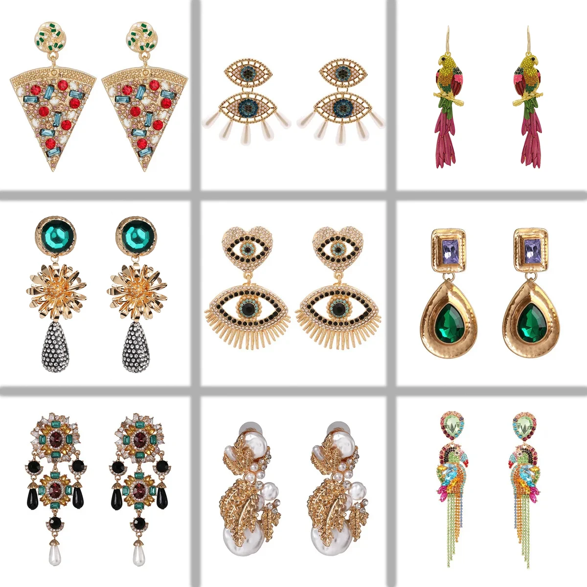 JURAN New Fashion Flower Earrings for Women Bohemian Multicolored Geometric Drop Earrings Party Gifts Bijoux Wholesale