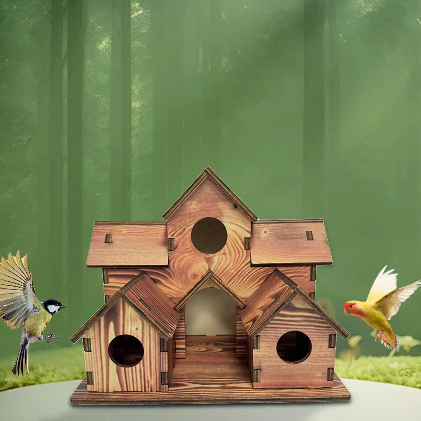 Wooden Bird House Hanging Hut Easy Installation Gardening Gift Hummingbird Nest Birdhouse for Yard Cage Parrot Robins Finches