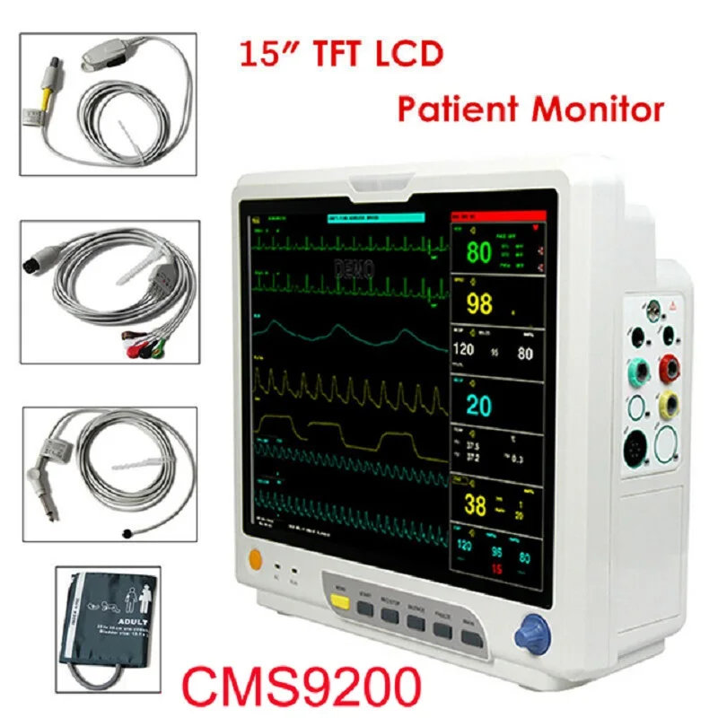 

CONTEC CMS9200 15-дюймовый TFT многопараметрический монитор пациента Медицинская машина SPO2 Сердечный ритм ETCO2