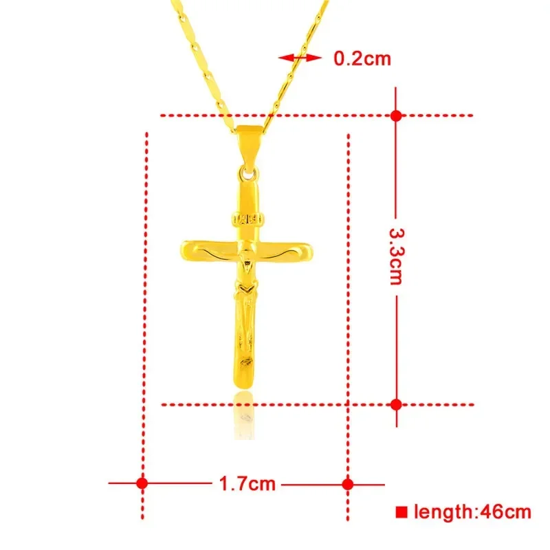 Goldpure Luxury 24K 9999 Pure Gold real gold New Women's Cross Pendant Necklace