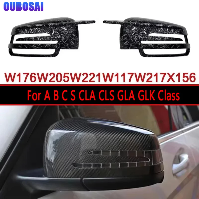 

For Mercedes Benz A C E CLA Class W204 W212 W117 W176 C260 C63 C43 Shells Rearview Cap Carbon fiber rear view mirror case cover