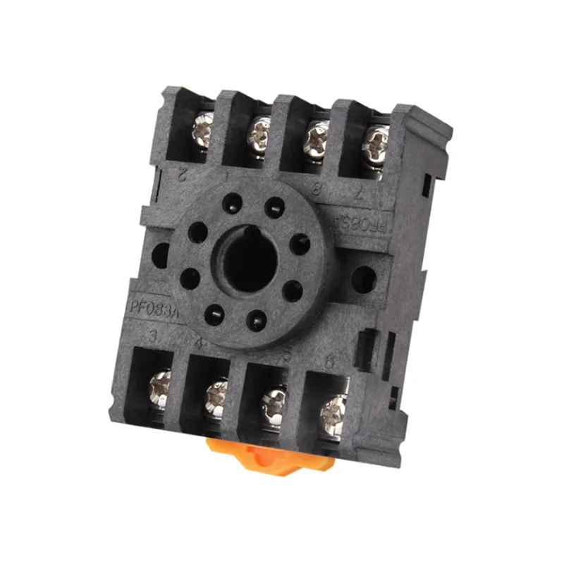 PF083A 250VAC 10A 8 Pin Screw Terminals Rail Mount Power Relay Socket Base