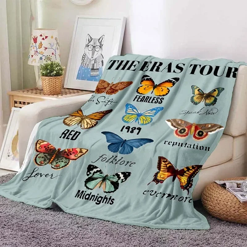 

Fashionable Butterfly Print Blanket Flannel Soft Comfort Blanket Travel Outdoor Lunch Blanket Sofa Lunch Break Birthday Gift