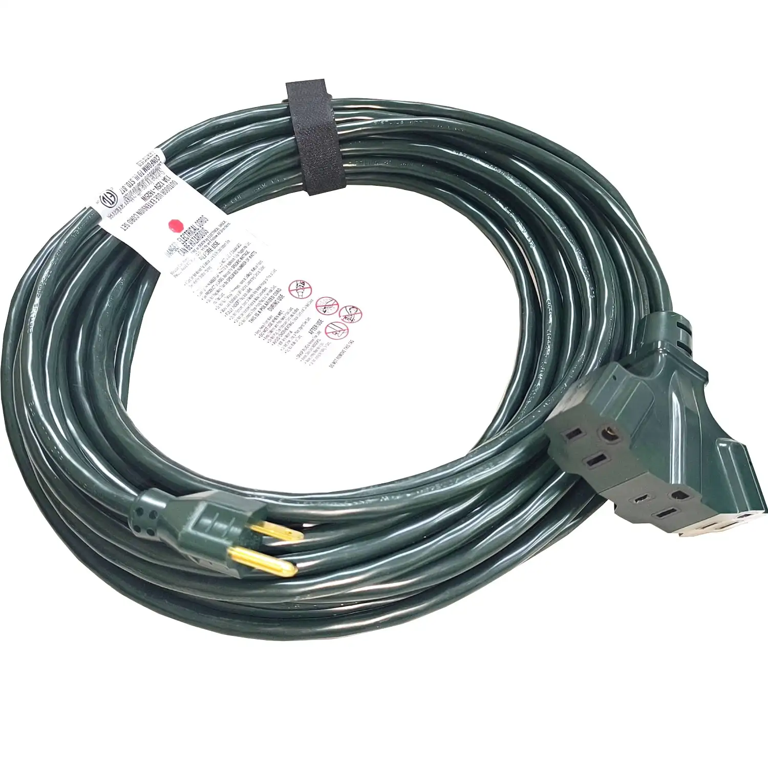 

50 ft Tri-Tap Indoor and Outdoor Light Duty Extension Cord, Green