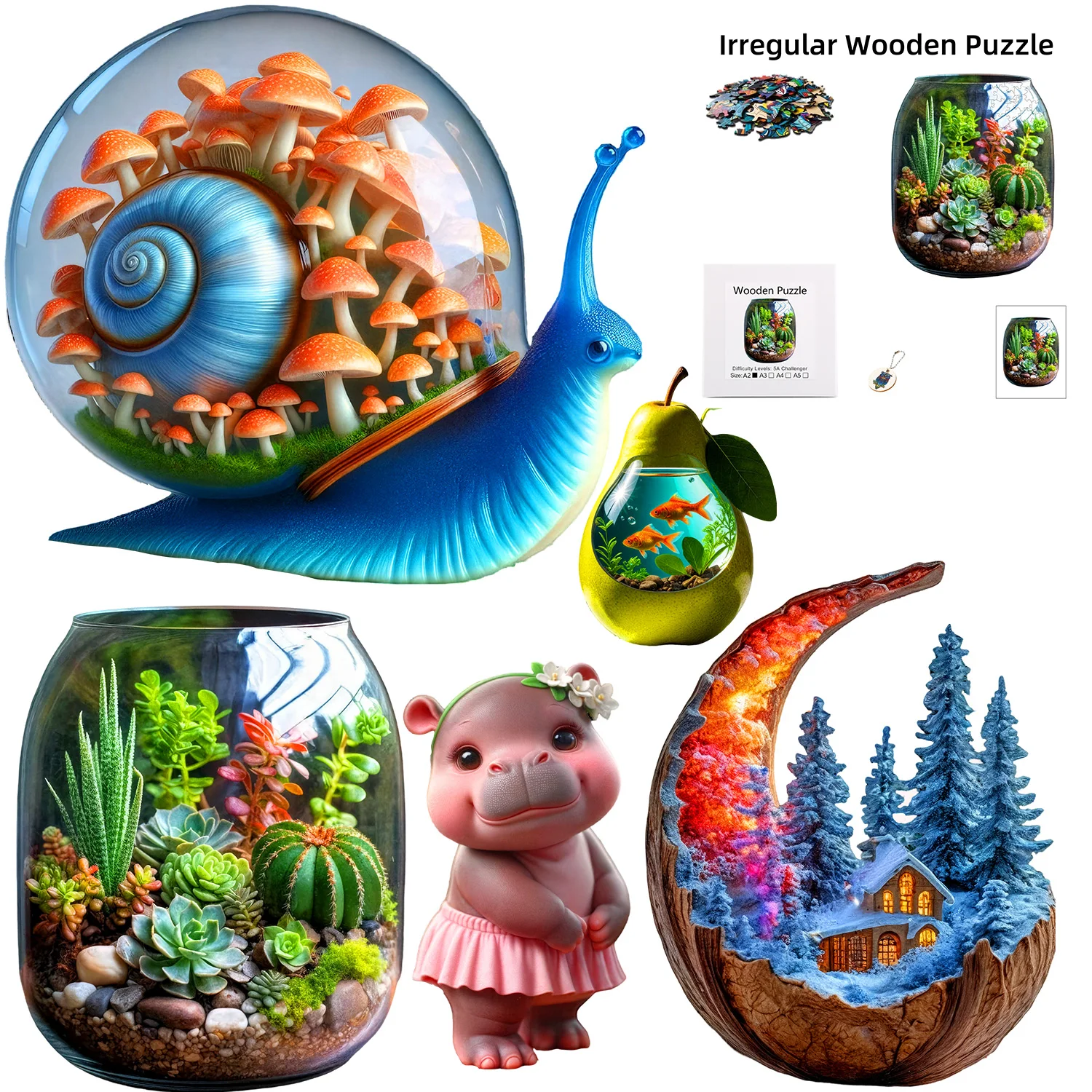 Creative Wooden Puzzles With Unique Irregular Shapes Handmade Decorations For Halloween Christmas And Birthdays