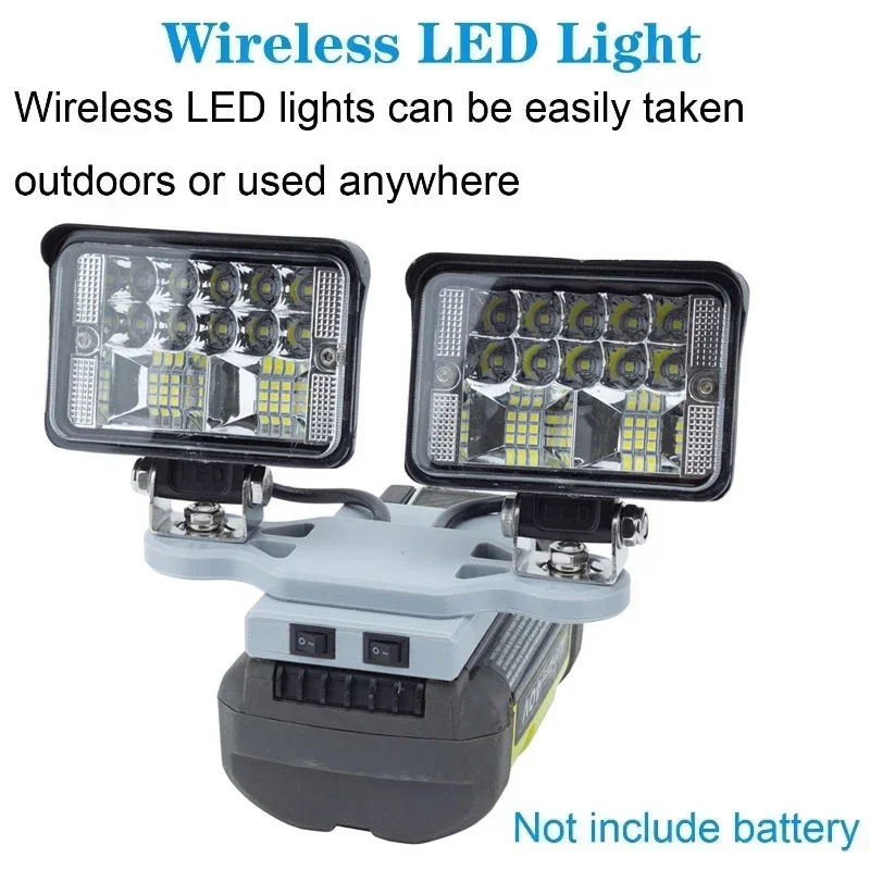 Portable LED Dual Head Work Light for Ryobi 40V Li-Ion Battery Portable LED Cordless Dual Head Tool Light Camping Home Light