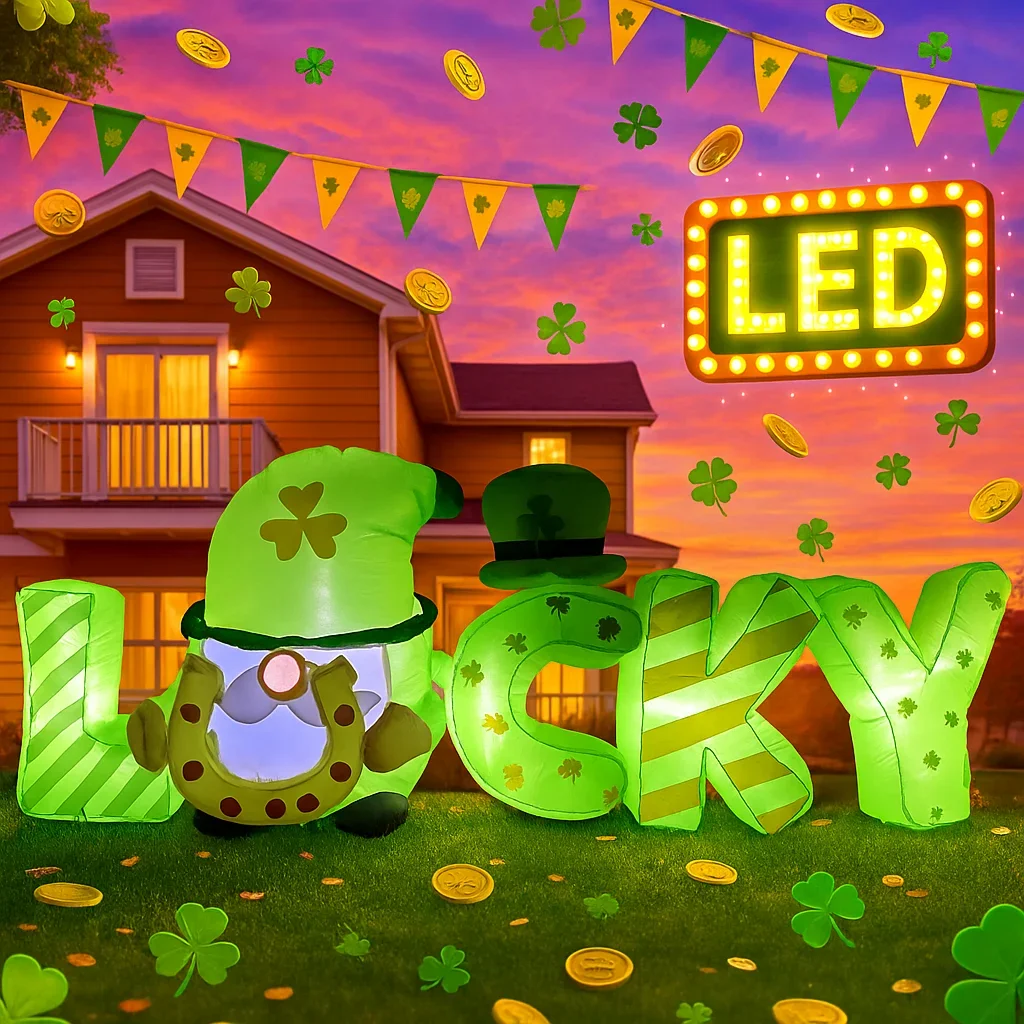 

1,8 м/6 футов надувная модель ко Дню Святого Патрика надувные уличные украшения «сделай сам» счастливые встроенные светодиодные фонари садовый орнамент