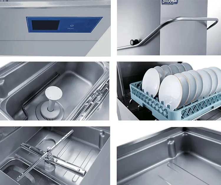 High Efficiency Cleaning Water Saving Automatic 304 Stainless Steel Industrial Kitchen Equipment Hood Type Commercial Dishwasher