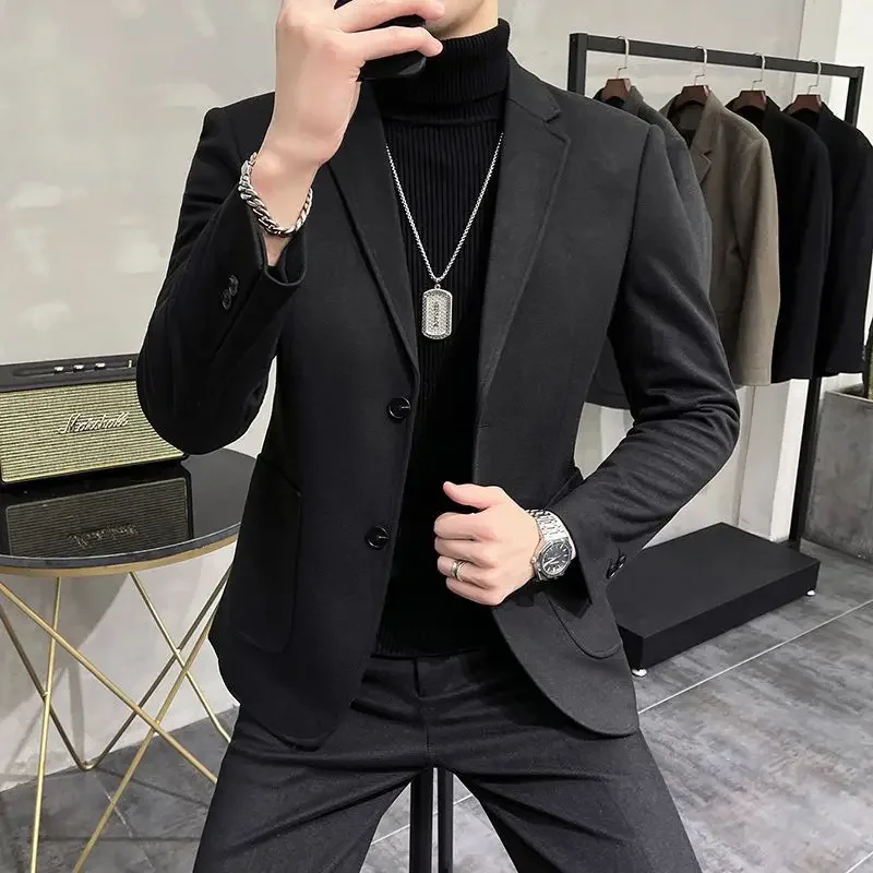 Brown Plus Big Size Men\'s Suit Jackets Coat Tweed Oversize Male Blazer Spring Clothes Menswear Clothing New in Original Casual