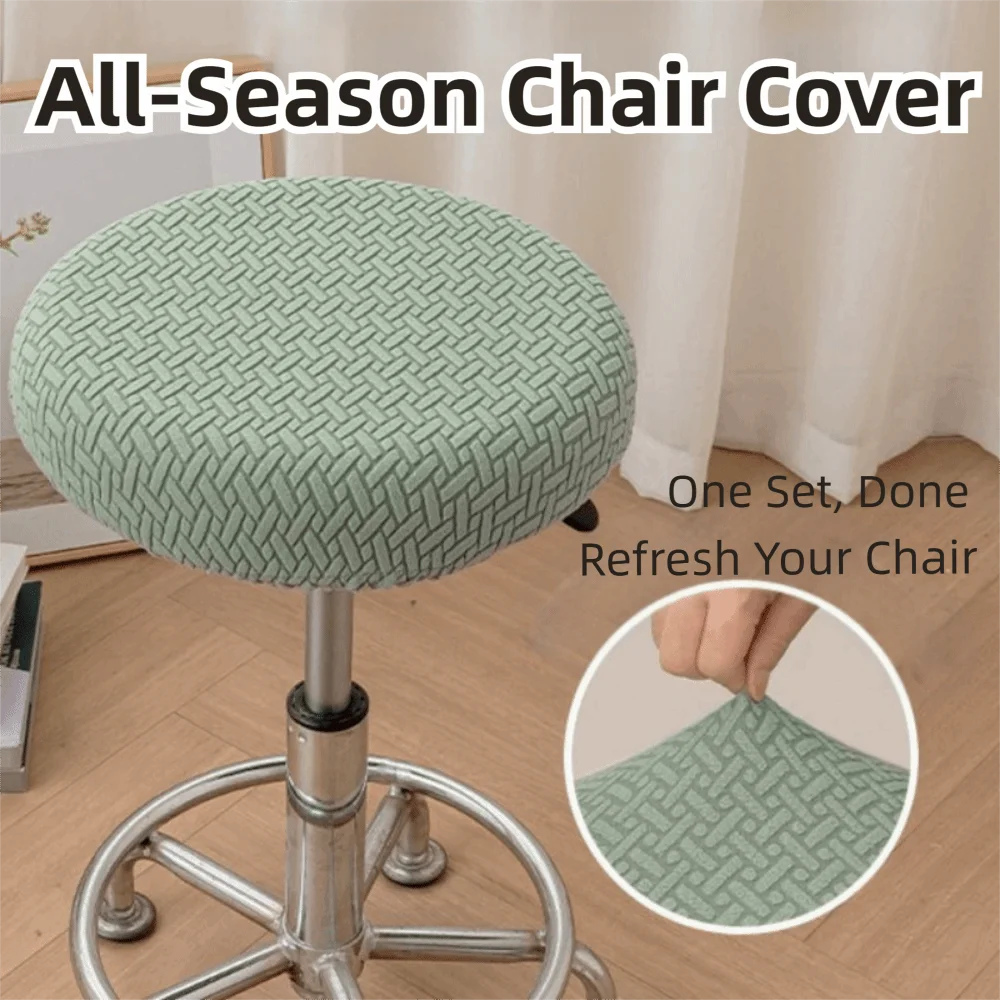 Stretchable Bar Round Stool Cover Solid Color Soft Chair Slipcover Washable Full Coverage Round Stool Seat Cover Bar Setting