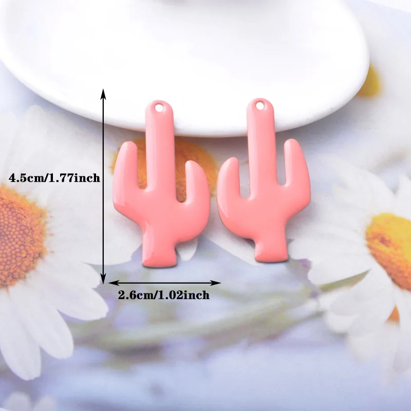 6 Stück Kupfer beidseitig emaillierte Kaktus-Anhänger, bunte Damen-Halsketten- und Ohrring-Accessoires, Öltropfen-Anhänger, DIY-Schmuckzubehör – Detail 2