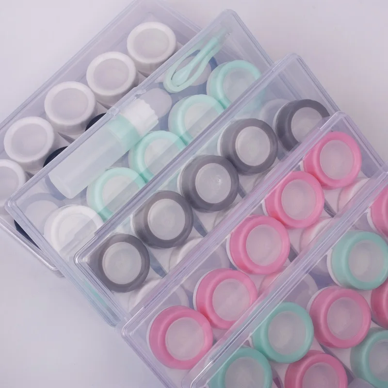 A Five-Pack Dual Case Display Case, A Macaron Suit Contact Lens Case, and A Contact Lens Partner Case Are Easy to Carry