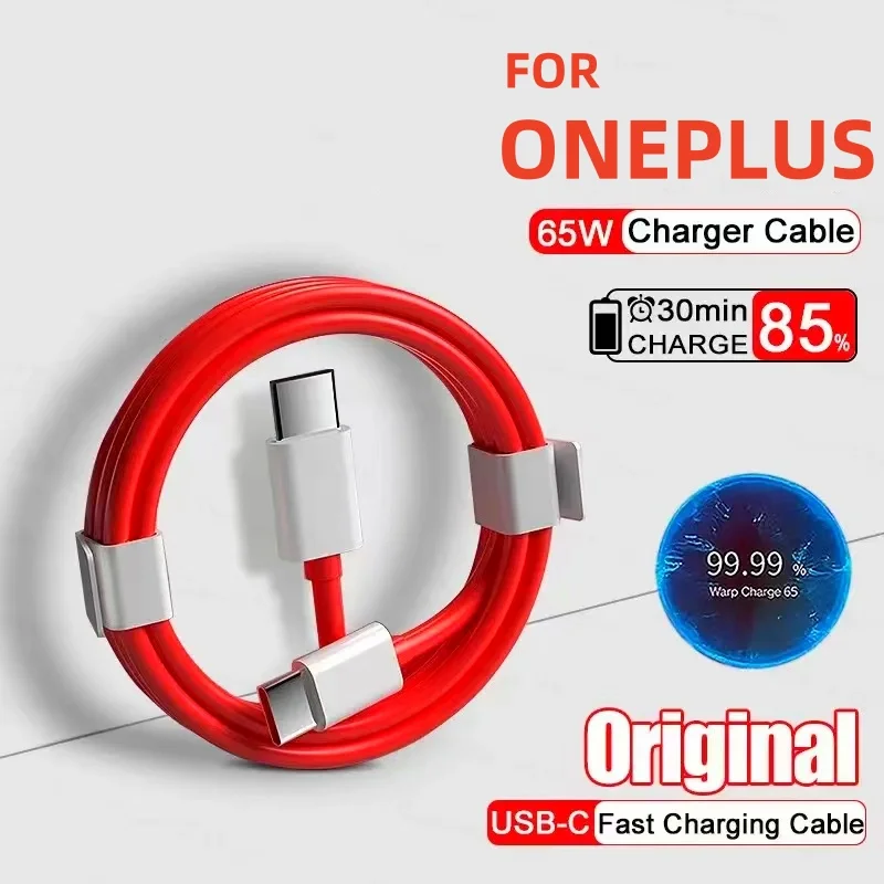 Cable de carga rápida PD Supervooc para Oneplus Ace 12 11 10T 9 8T 7T Pro USB C a tipo C, Cable de datos Warp Dash Charge 6T 5T, 65W