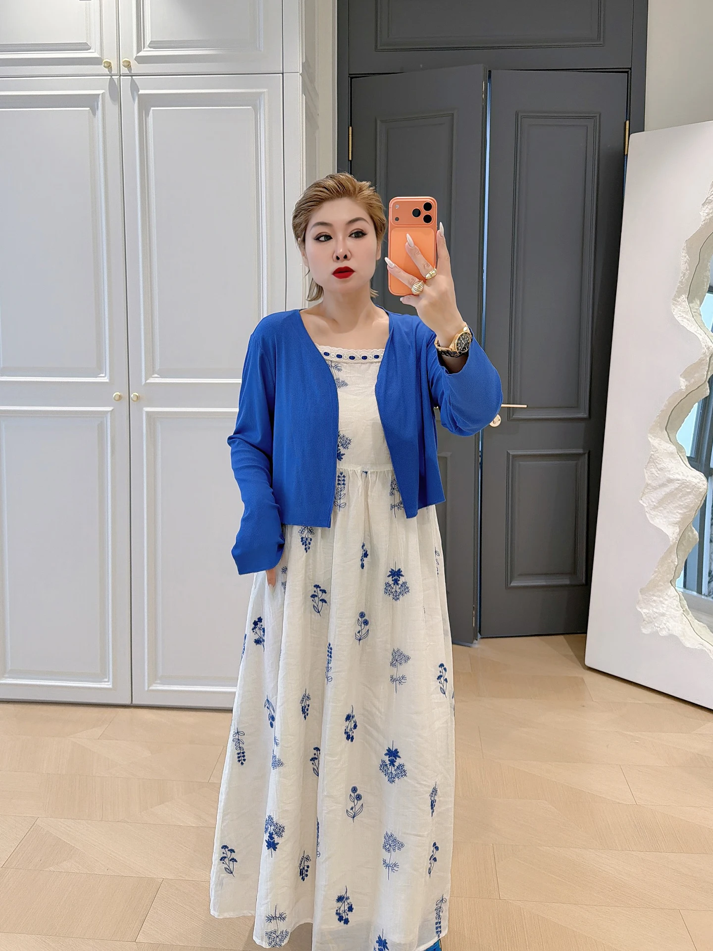 

plus Size Floral Print Dress Set with Open Cardigan And Strap Vest for Early Spring Fashionable Casual Korean Style Women's C...