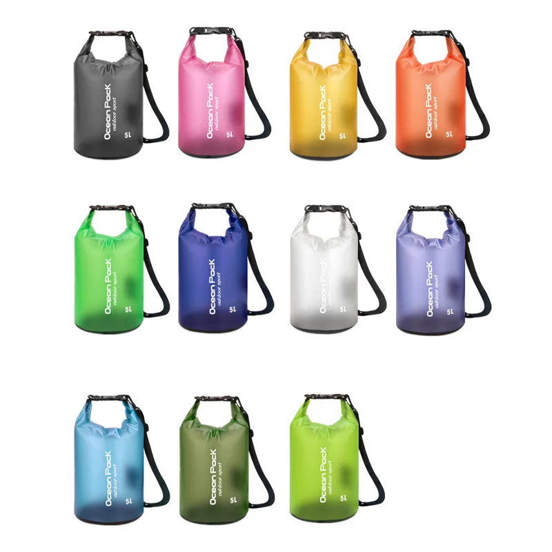 Foldable Translucent PVC Waterproof Bucket Bag - Outdoor Drifting Swimming Beach Pouch