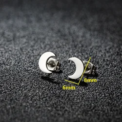 Stainless Steel Simple Moon Earrings For Women Small Crescent Ear Studs Jewelry Wedding Party Gifts For Best Friends