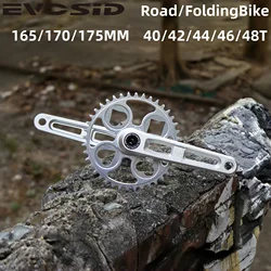 EVOSID Road Bike Crank 165/170/175mm 40T/42/44/46/48T Bike Chainring Aluminum Alloy Folding Bicycle Crankset 8/9/10/11/12S Speed